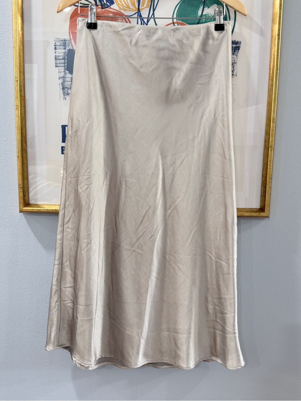 MNG Satin Silver Slip Skirt Medium